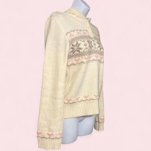 SOLD- Cream Fair Isle Knit Sweater - Women's Cozy Pullover